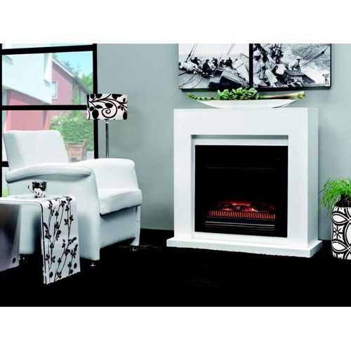 Casa Padrino Art Deco Elektro Kamin Weiß B 102 x H 98 x T 39 cm - Elektrokamin - Wohnzimmer Antik Stil Kamin