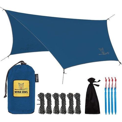 Famanu Tarp-Luifel Wasserfest - Zeltplane als Regen- und UV-Schutz für Hängematte, Campingbett, Strand - Campingzubehör - Ultraleicht 735g -