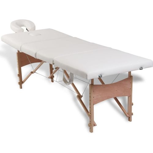 vidaXL Massageliege Klappbar 4-Zonen mit Holzgestell Cremeweiß
