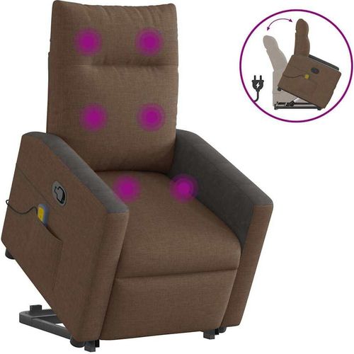 Massagesessel mit Aufstehhilfe Braun Stoff