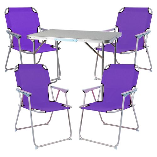 5-teiliges Campingmöbel Set Alu L70xB50xH59cm lila