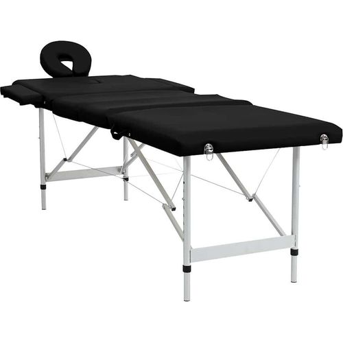 vidaXL Massageliege Klappbar 4-Zonen mit Aluminiumgestell Schwarz