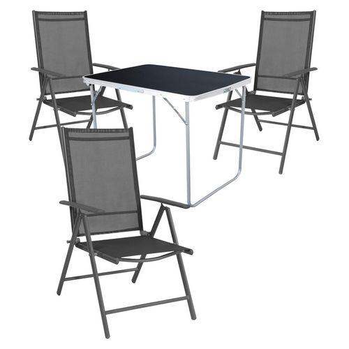 4-tlg Camping Set Campingtisch + 3 Campingstuhl Klappstuhl Anthrazit