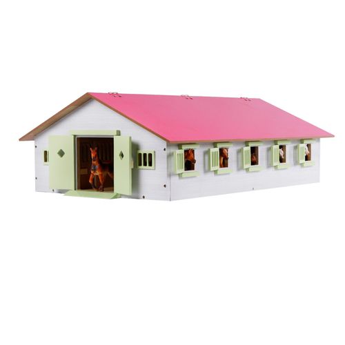 Kids Globe Farming Reiterhof mit 9 Pferdeboxen, Pferdehof aus Holz, mit Faltdach