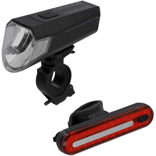 Fahrradbeleuchtung FISCHER FAHRRAD "LED-Akku Bel.-Set Bremsbel. 80 Lux", schwarz, Fahrradlampen