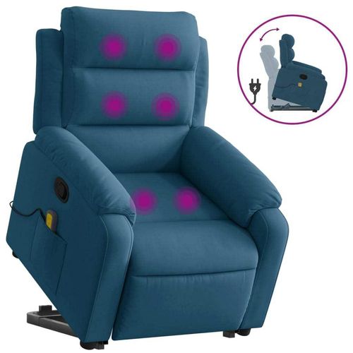 Massagesessel mit Aufstehhilfe Blau Samt