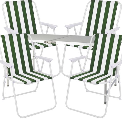 5-teiliges Campingmöbel Set Alu 120x60x58/70cm grün-weiß