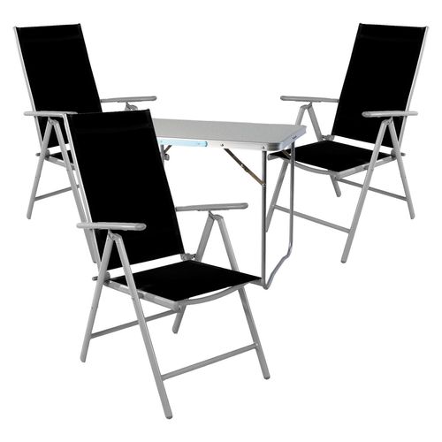 4-teiliges Campingmöbel Set Aluminium Textilen schwarz