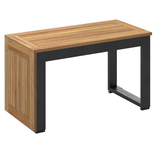 Amatio Basic Gartenbeistelltisch, Anthrazit, Akazie, Holz, Metall, Akazie, massiv, rechteckig, C-Form, 70x38x35 cm, Freizeit, Campingzubehör, Campingtische