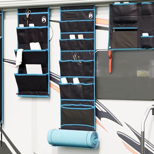 Rechteckige Outdoor-Aufbewahrungstasche aus robustem Oxford-Stoff, 125 x 48 cm, Schwarz-Blau, leicht, wetterfest, für Campingzubehör und Ausrüstung