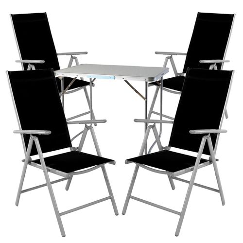5-teiliges Campingmöbel Set Aluminium Textilen schwarz