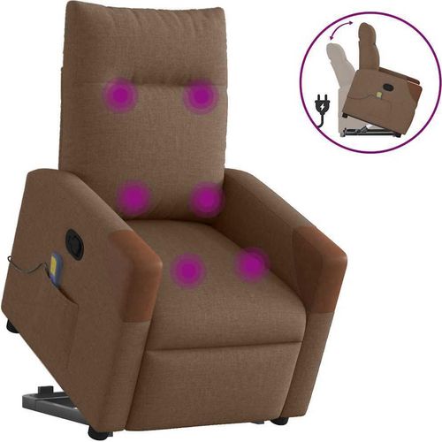 Massagesessel mit Aufstehhilfe Braun Stoff