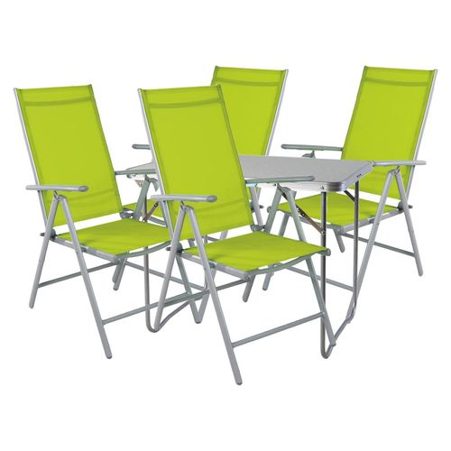 5-teiliges Campingmöbel Set Aluminium Textilen Lime