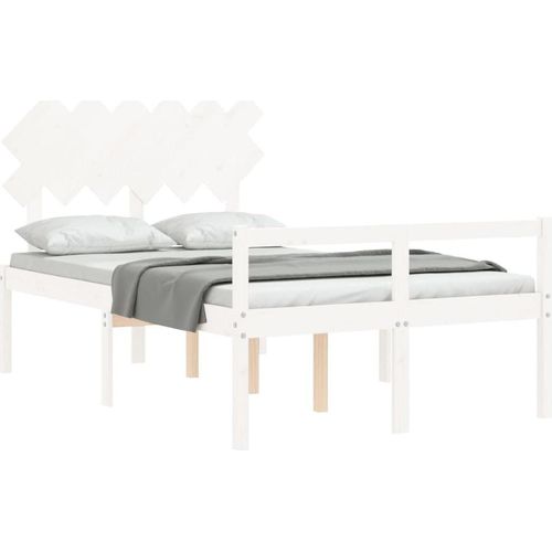 vidaXL Seniorenbett mit Kopfteil 120x200 cm Weiß Massivholz