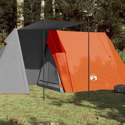 Campingzelt für 3 Personen, Campingzelt und Campingzubehör, grau und orange, 465x220x170 cm, 185T-Taft