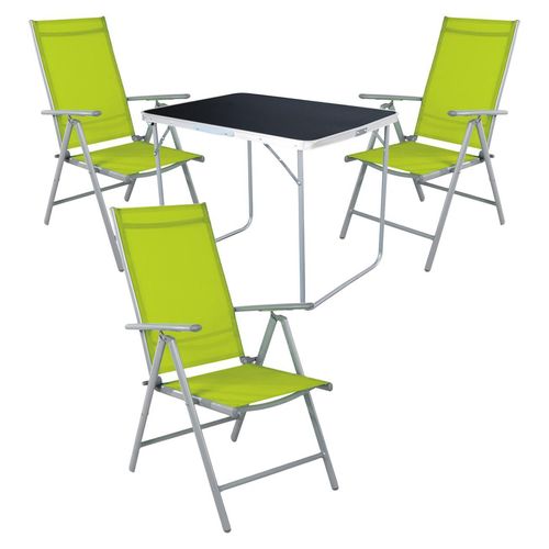 4-tlg Camping Set Gartenmöbel Campingtisch 3 Campingstuhl Klappstuhl