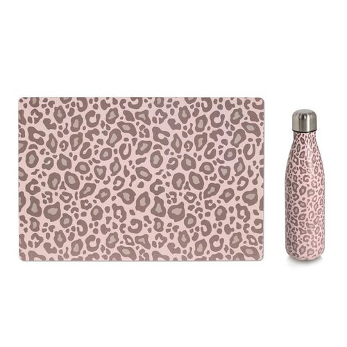 Trinkflasche ZELLER PRESENT "Geschenkset: Trinkflasche", rosa (rosé, beige), H:26,5cm, Edelstahl, Trinkflaschen, Trinkflasche