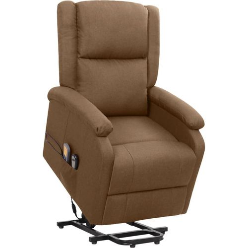Massagesessel mit Aufstehhilfe Braun Stoff