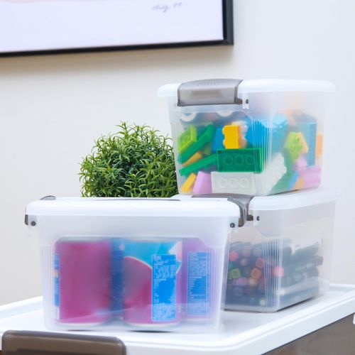 Aufbewahrungsboxen 5 l, 6er-Set, transparenter Kunststoff, mit Deckel, für Bastelbedarf
