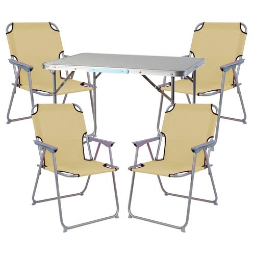 5-teiliges Campingmöbel Set Alu L80xB60xH68cm Beige