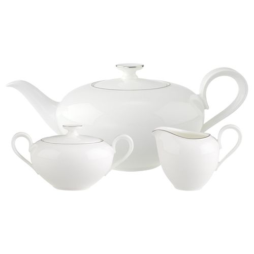 Teekanne VILLEROY & BOCH "Teezubehör Set Anmut Platinum No.1 3er Set weiß", weiß, B:2cm H:2cm, Kannen, Spülmaschinengeeignet