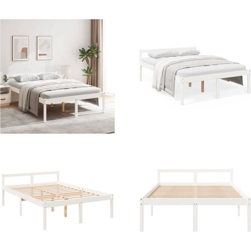 vidaXL Seniorenbett Weiß 140x200 cm Massivholz Kiefer - Seniorenbett - Seniorenbetten - Bett Senioren - Betten Senioren