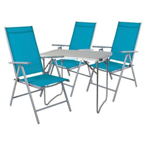 4-teiliges Campingmöbel Set Aluminium Textilen Petrol