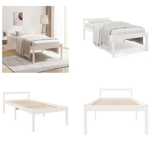 vidaXL Seniorenbett Weiß 90x190 cm Massivholz Kiefer - Seniorenbett - Seniorenbetten - Bett Senioren - Betten Senioren