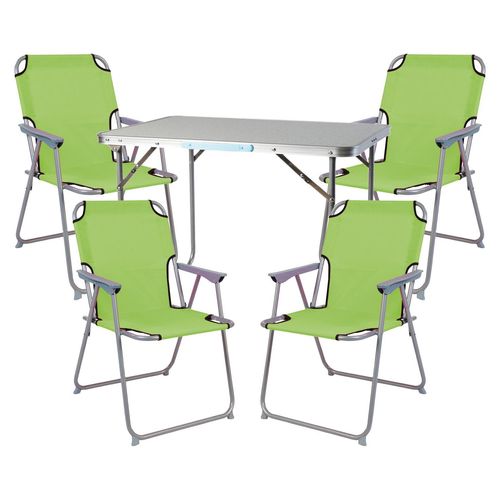 5-teiliges Campingmöbel Set Alu L70xB50xH59cm lime-grün