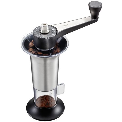 Kaffeemühle GEFU "»LORENZO«", silber (silberfarben, schwarz), Kaffeemühlen, mit 11 Mahlstufen, aus hochwertigem Edelstahl und Kunststoff