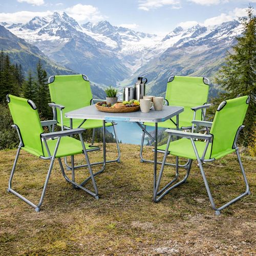 5-teiliges Campingmöbel Set Alu L80xB60xH68cm Limegrün