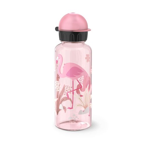 Trinkflasche EMSA "Kids", rosa (rosa, motiv: flamingo), H:21,5cm, Polypropylen (PP), Tritan, Trinkflaschen, Trinkflasche, 100 % dicht, leicht, 0,6 L, Dreh-Trinkverschluss, transparent