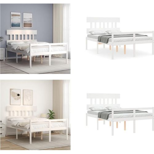 vidaXL Seniorenbett mit Kopfteil 120x200 cm Weiß Massivholz - Seniorenbett - Seniorenbetten - Bett Für Senioren - Betten Für Senioren