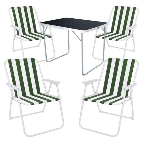 5-tlg Camping Set Gartenmöbel Campingtisch + 4 Campingstuhl Klappstuhl