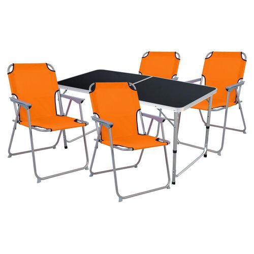 5-teiliges Campingmöbel Set Black Alu 120x60x58/70cm orange