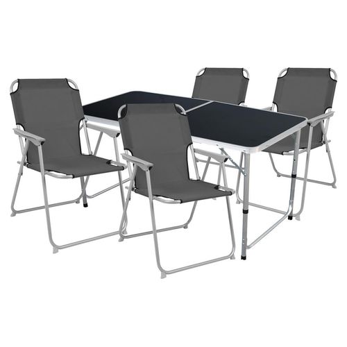 5-teiliges Campingmöbel Set Black Alu 120x60x58/70cm anthrazit