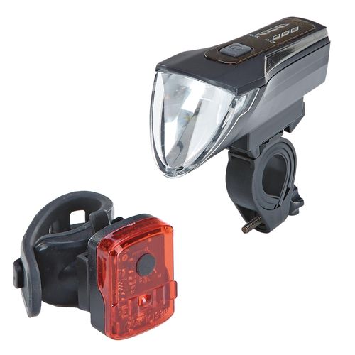 Fahrradbeleuchtung PROPHETE "LED Akku Beleuchtungsset 70 Lux", schwarz, Fahrradlampen