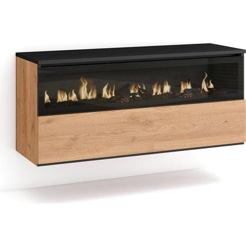 Elektrokamin LED, 102x35x45cm, 1 Öffnung, 1 Tür, Elektrokamin. Hängend, Eiche Schwarz