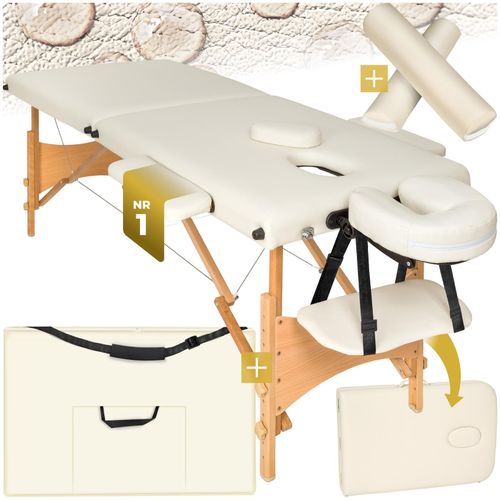 tectake® 2 Zonen Massageliege-Set, Breite 61 cm, Polsterung 5 cm, mit Holzgestell, 210 x 95 x 84 cm