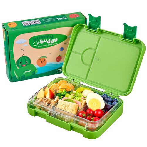yummy buddy Kinder Brotdose 6 Fächern Klick-Verschluss BPA-Frei Grün