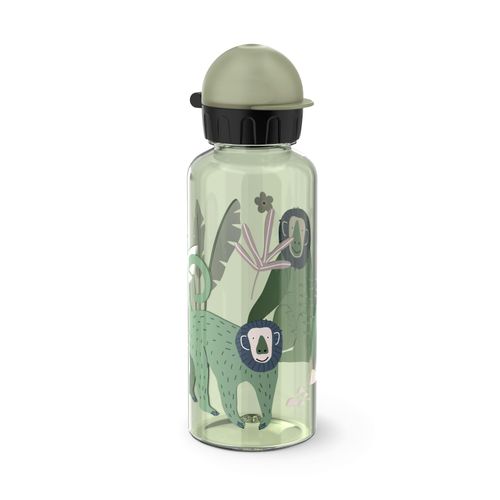 Trinkflasche EMSA "Kids", grün (grün, motiv: affe), H:21,5cm, Polypropylen (PP), Tritan, Trinkflaschen, Trinkflasche, 100 % dicht, leicht, 0,6 L, Dreh-Trinkverschluss, transparent