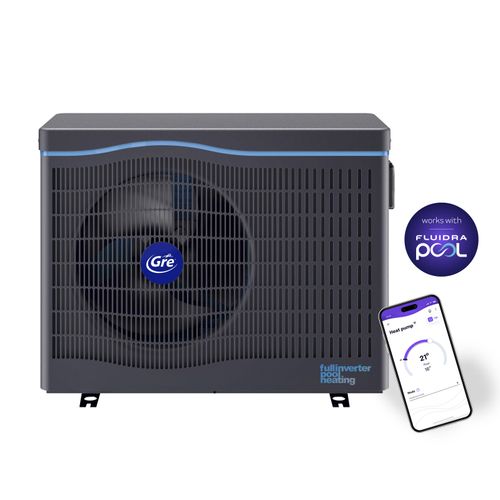 Pool-Wärmepumpe GRE "HPGIC30", schwarz, B:38,3cm H:64,8cm L:85,8cm, Kunststoff, Polyvinylchlorid (PVC), Wärmepumpen, Inverter Wärmepumpe, Für Pools bis zu 30 m³