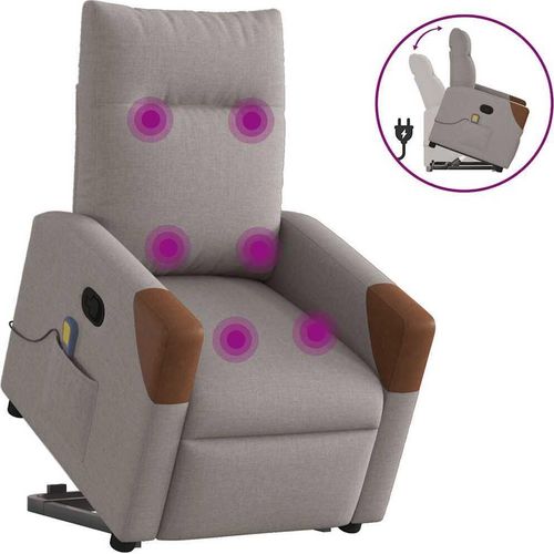 Massagesessel mit Aufstehhilfe Taupe Stoff