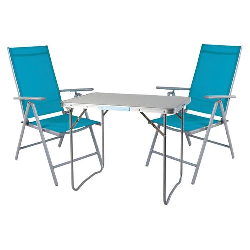 3-teiliges Campingmöbel Set Aluminium Textilen Petrol