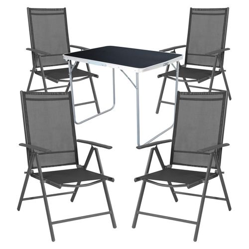 5-tlg Camping Set Gartenmöbel Campingtisch + 4 Campingstuhl Klappstuhl