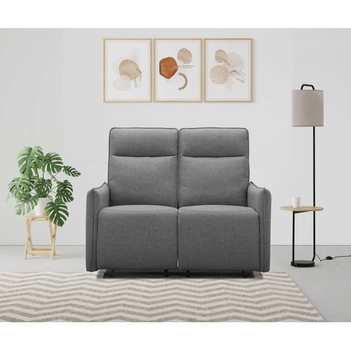 2-Sitzer DOREL HOME "Lugo, Kinosofa mit Reclinerfunktion in Kunstleder und Webstoff", grau (anthrazit), B:126cm H:102cm T:86cm, Sofas, mit manueller Relaxfunktion in beiden Sitzen