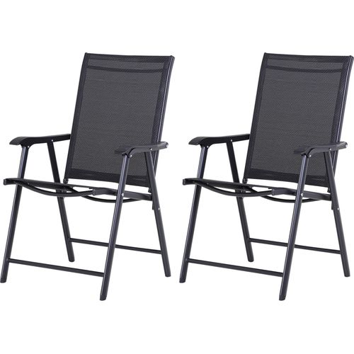 Klappstuhl mit Armlehne 2er Set Campingstuhl Angelstuhl Metall Schwarz 58 x 64 x 94 cm