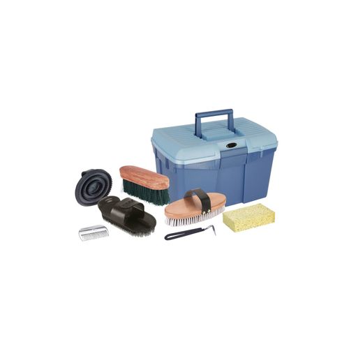 Kerbl Putzbox blau mit Inhalt für Pferde, Pferdebürsten Putzzeug blau