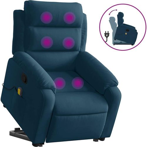 vidaXL Massagesessel mit Aufstehhilfe Blau Samt