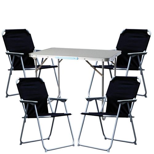 Campingmöbel Set Alu L70xB50xH59cm schwarz 5-tlg.